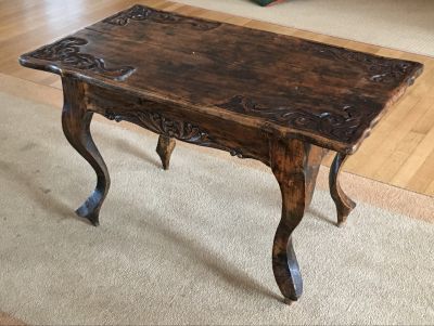 Antique Teak Indonesian Small Coffee Table Hand Carved