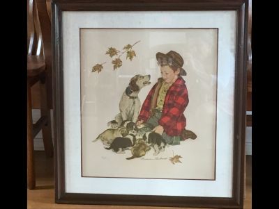 Boy with Puppies Norman Rockwell Signed Limited Ed