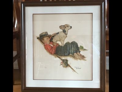 Sleeping Boy with Dogs Norman Rockwell Signed Limited Ed