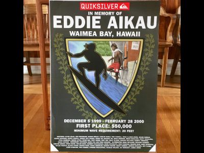 24x36 Quicksilver Surfing Poster Eddie Aikau at Waimea Bay 1999-2000