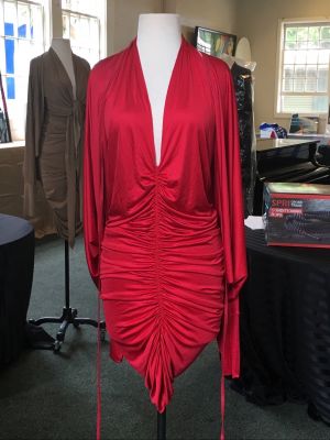 Red Ruched Front and Black Halter and Red Eileen Jacket