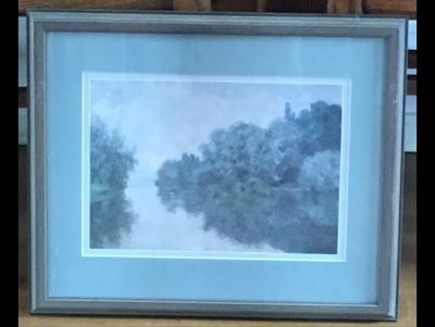 River Bank - Claude Monet Reproduction 8 1/2x12 Framed