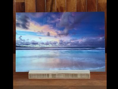 8x12 Metal Print with Bamboo Stand - Baby Beach