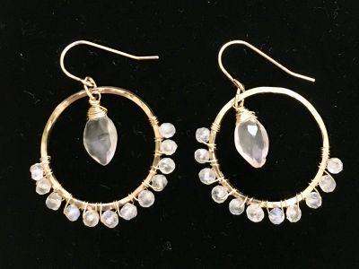 14Kt. Gold-Filled Hoop Earrings with Rose Quartz