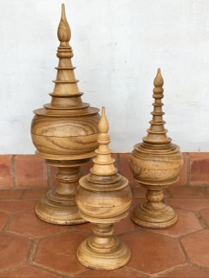 Set of Three Wood Finials