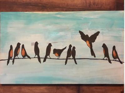 Flock O Robins, Original Oil Painting