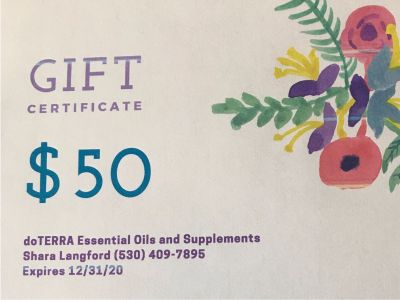 $50 Gift Certificate For doTERRA Essential Oils & Supplements