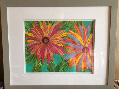 Original Acrylic Painting Of Two Flowers