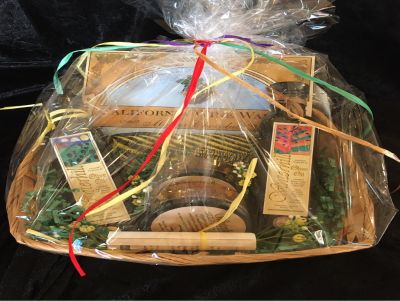 Winterhill Basket with Olive Oil, Chocolates, Herb Rubs