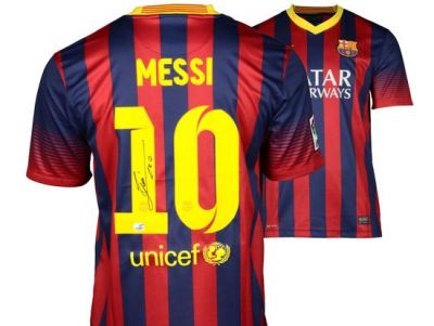 Lionel Messi Hand Signed Barcelona Soccer Jersey