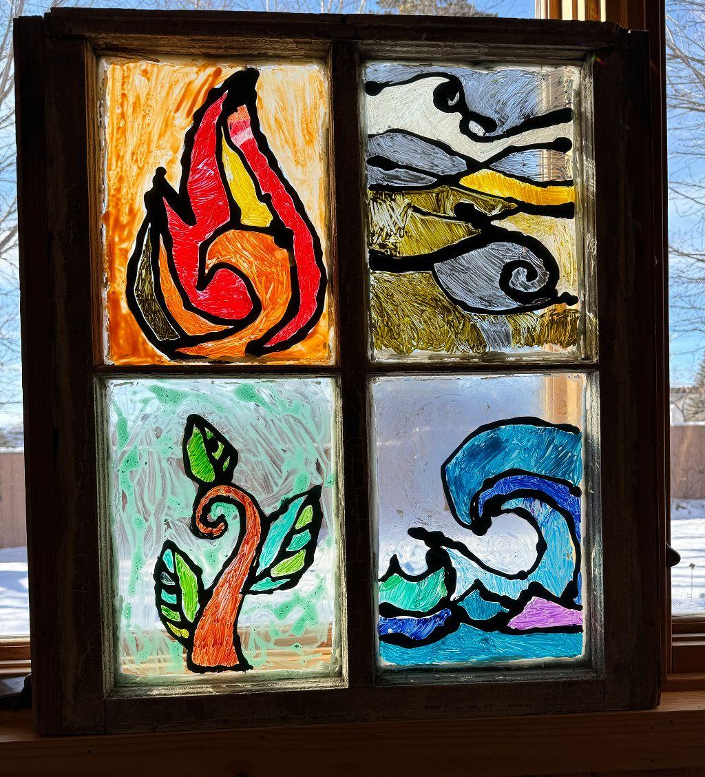 Four Elements Stained Glass Window by WLS Ashley