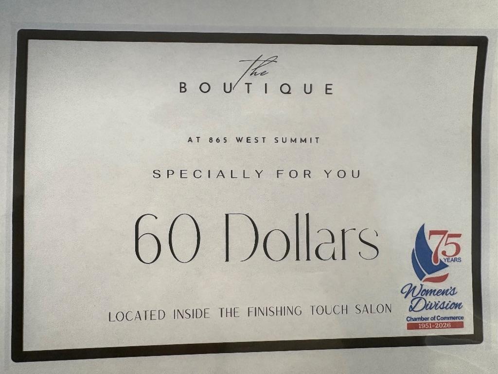 The Boutique at 865 West Summit $60 Gift Certificate