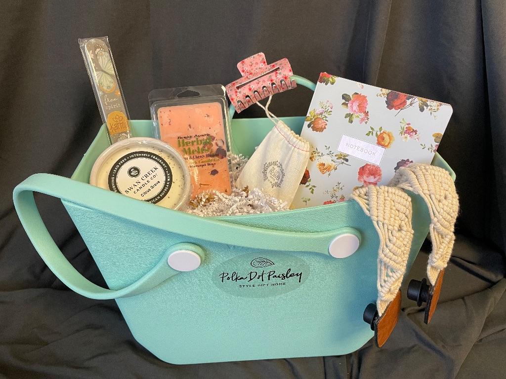 Polka Dot Paisley Tote with Personal Items
