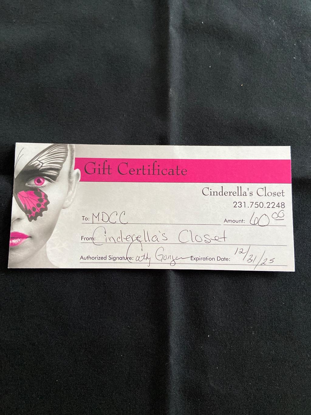 Cinderella's Closet $60 Gift Certificate
