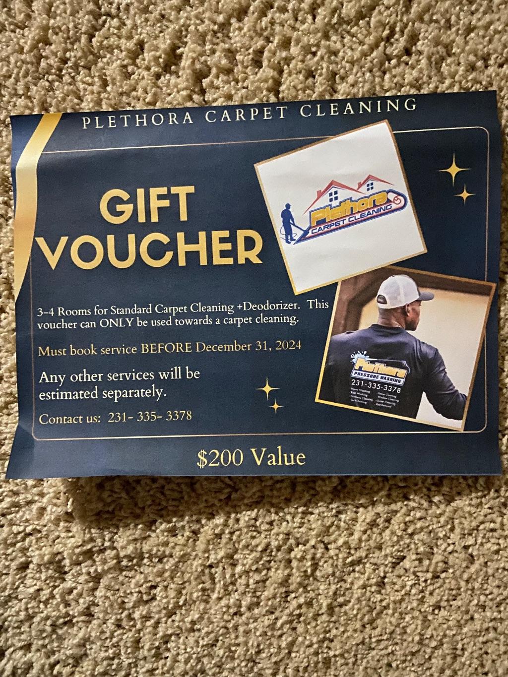 Plethora Carpet Cleaning $200 Gift Voucher