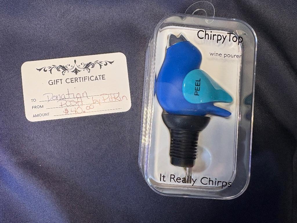Posh $40 Gift Card and Chirpy Wine Pourer