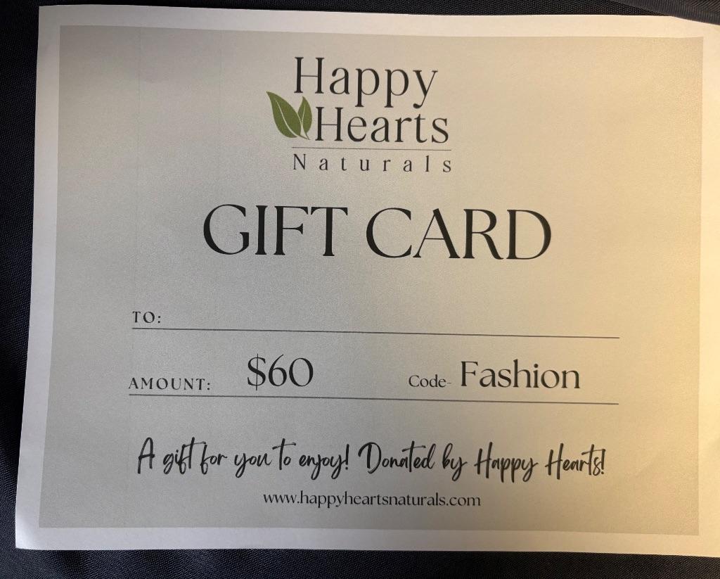 Happy Hearts Naturals $60 Gift Certificate