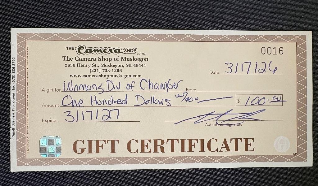 The Camera Shop $100 Gift Certificate