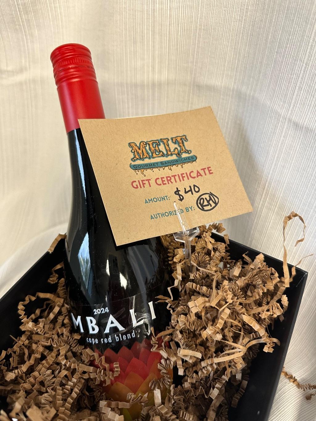 MELT $40 GC & MBALI Cape Red Wine