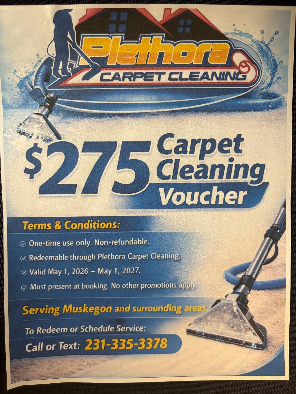 Plethora Carpet Cleaning $275 Gift Voucher
