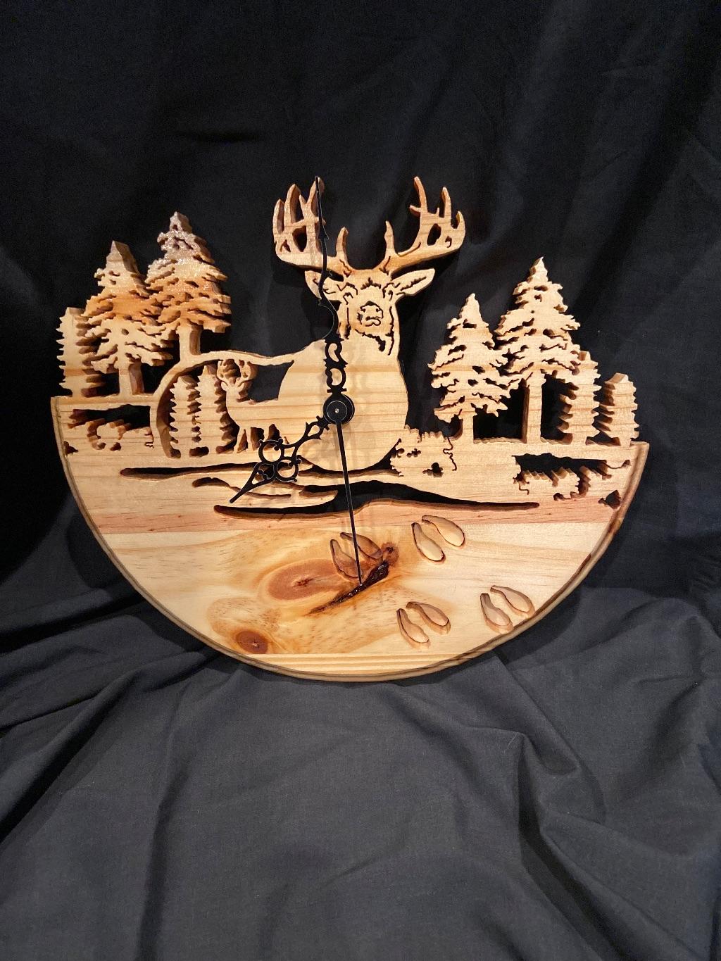 Deer Wood Wall Clock