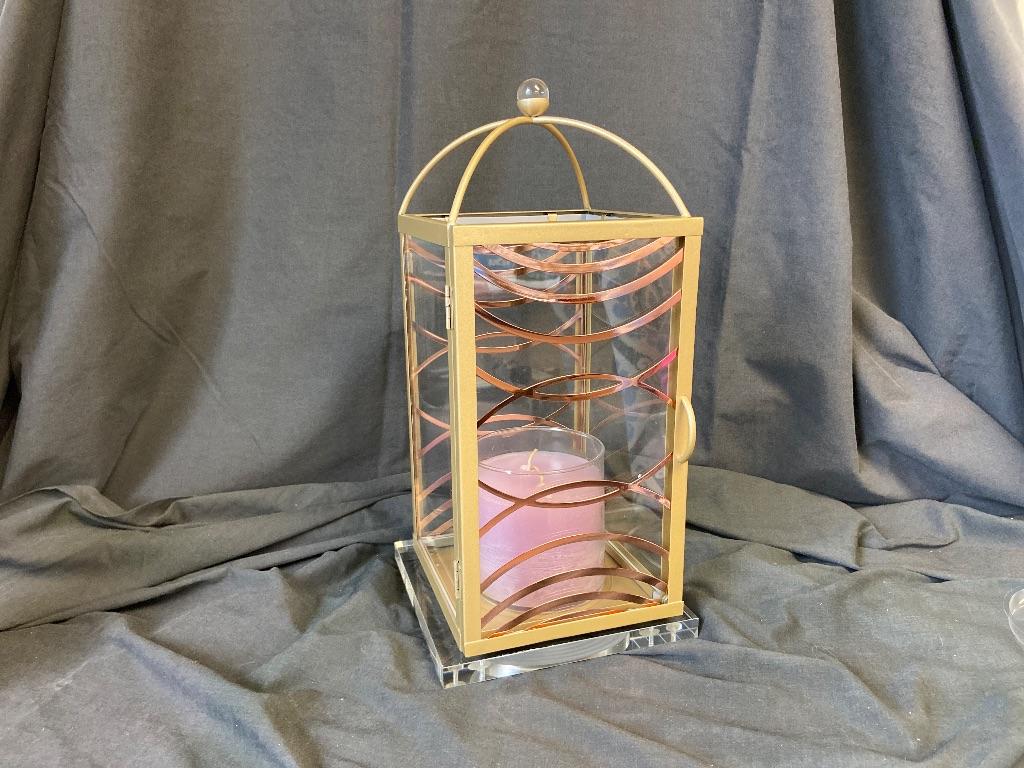 Party Lite Curved Lines Lantern & Candle