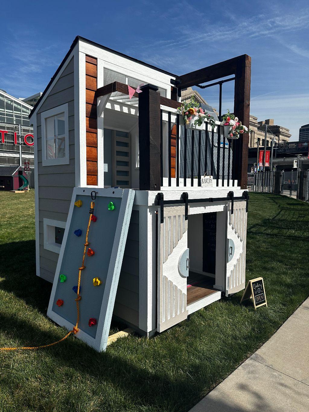 Two Story Modern ''Bakery'' Playhouse with Fireman P...