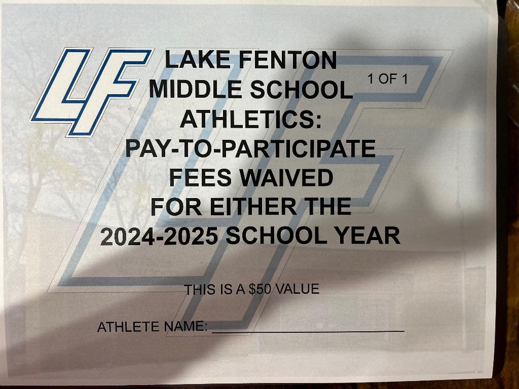 LF Middle School Pay to Play Voucher