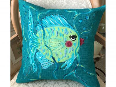 Hand-painted decorator pillow