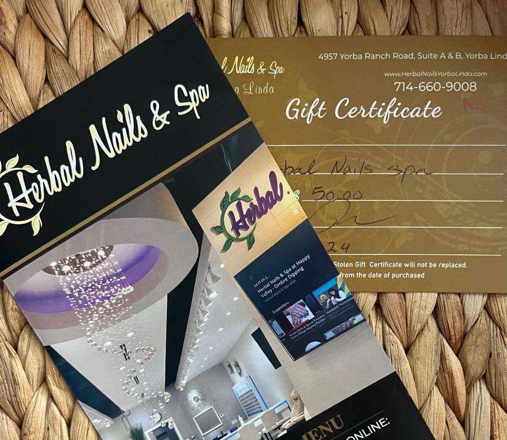 $50 Herbal Nails Gift Certificate