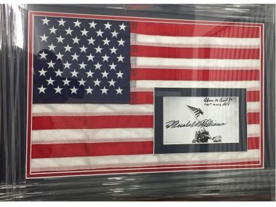 Hershel Williams Signed American Flag Iwo Jima Collage