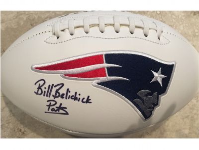 Bill Belichick Patriots Signed Football with Case