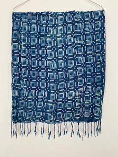 Blue and White Batik Print Scarf