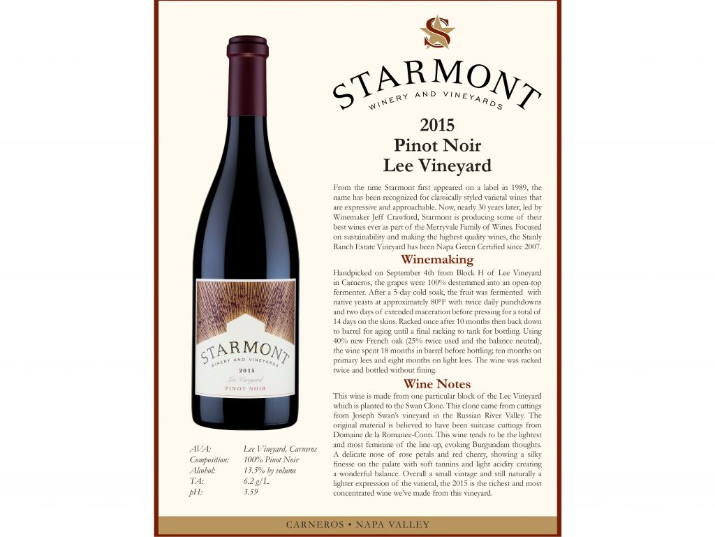 Merryvale Family of Wines 2015 Single Vineyard Pinot Noir - 3 pack