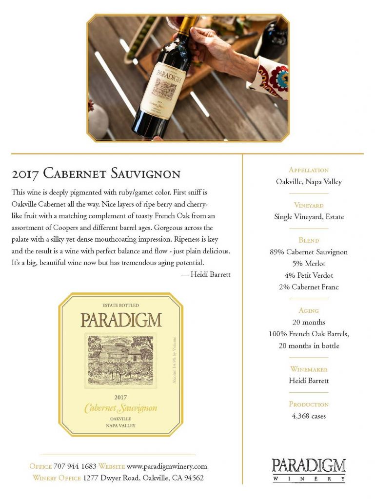3 Bottles of 2017 Paradigm Winery Cabernet Sauvignon in a Wood Box