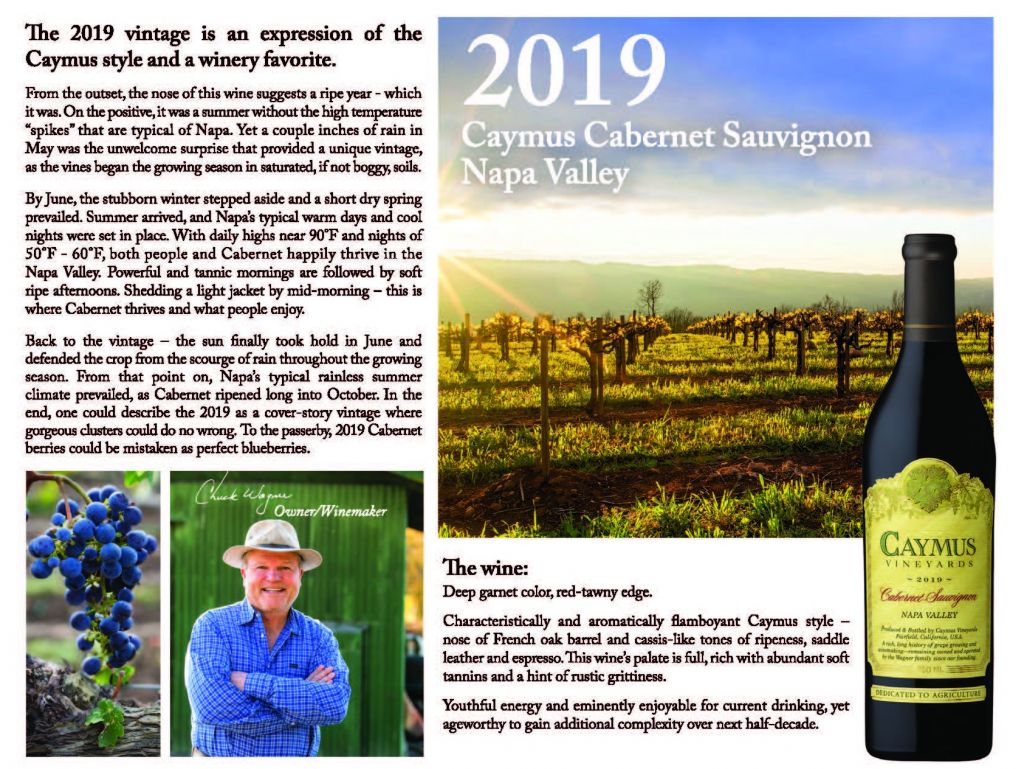 1 3.0L bottle of 2019 Caymus Cabernet Sauvignon Napa Valley