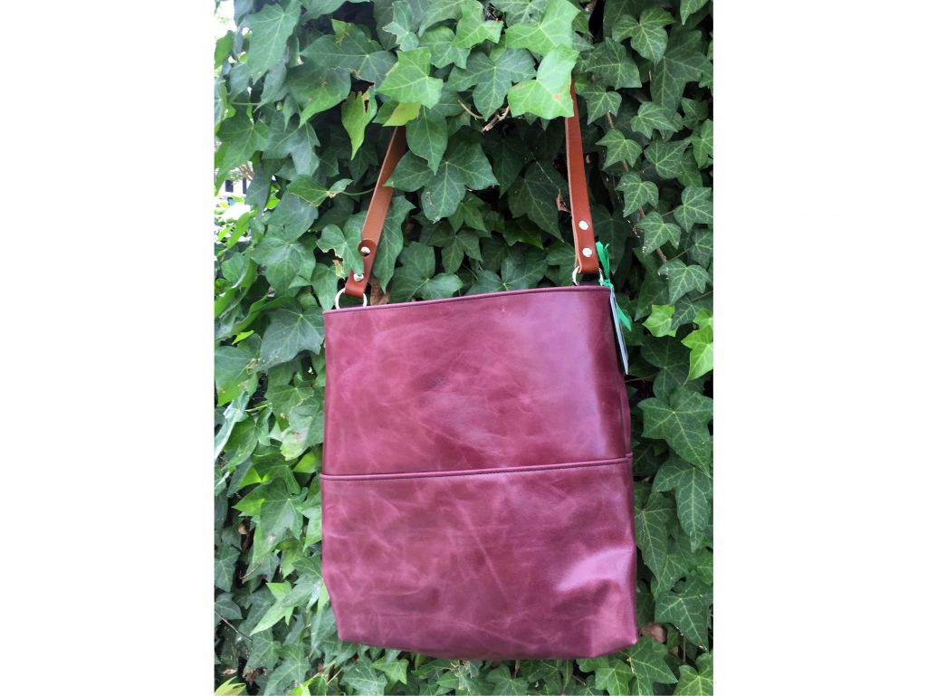 Hand-made Burgundy Leather Shoulder Bag by John D. Kelly