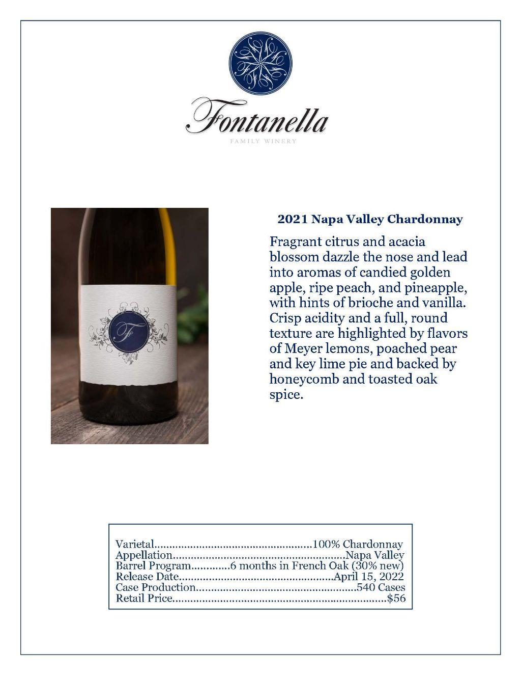 Fontanella Family Winery 2021 Chardonnay and 2021 Zinfandel and tasting for six