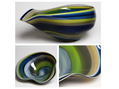 Yellow & Blue Waves Bowl