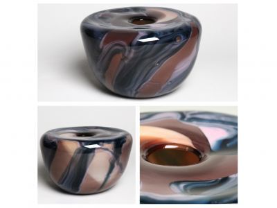 Peach & Gray Closed Form Bowl