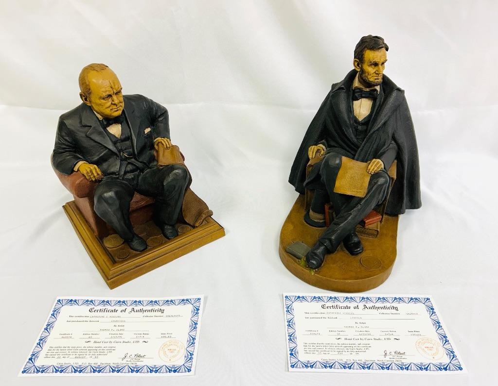 Sculptures of Churchill and Lincoln- Hand Cast by Ca...