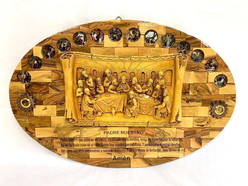 Olive Wood Depiction of The Last Supper & Statio...