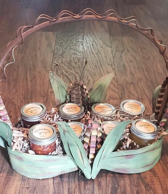 Basket with Homemade Jams and Jellies by Teresa Swon...