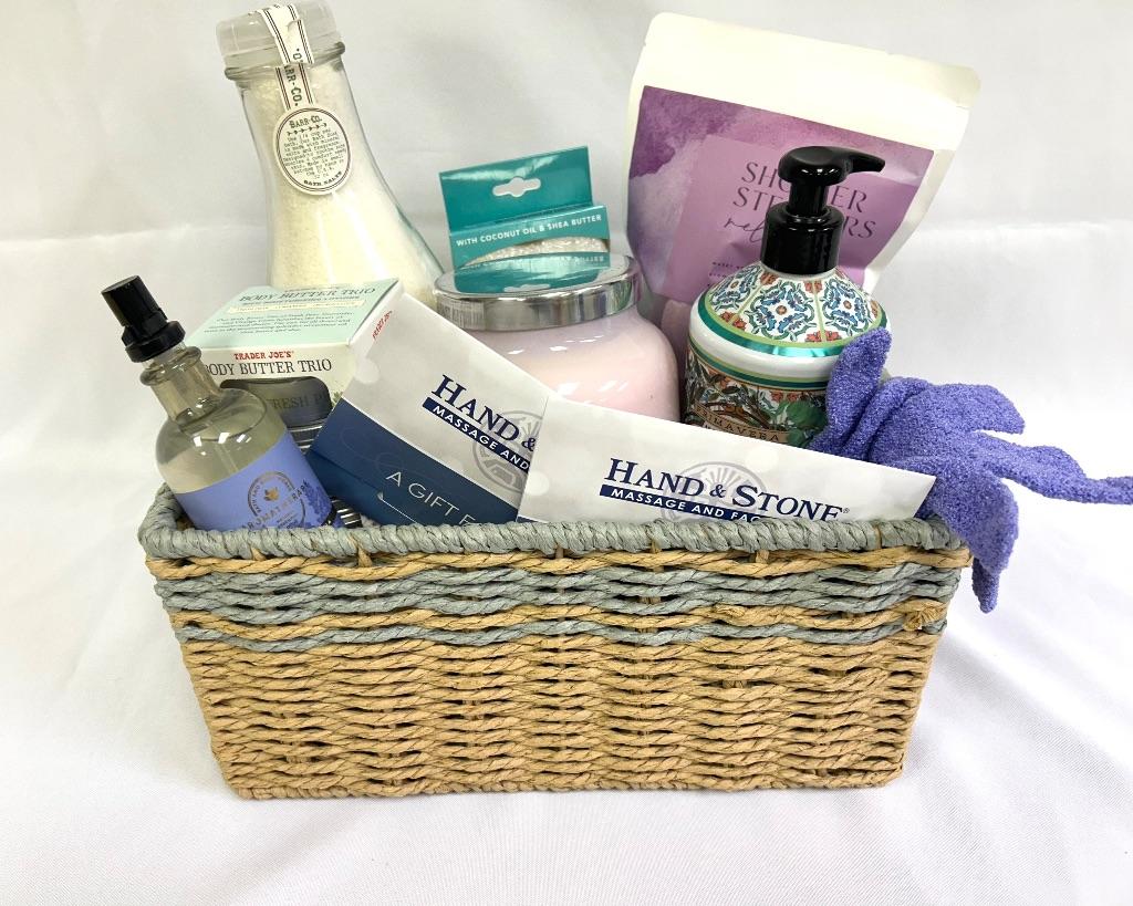 Massage Gift Basket with Hand & Stone Gift Certi...