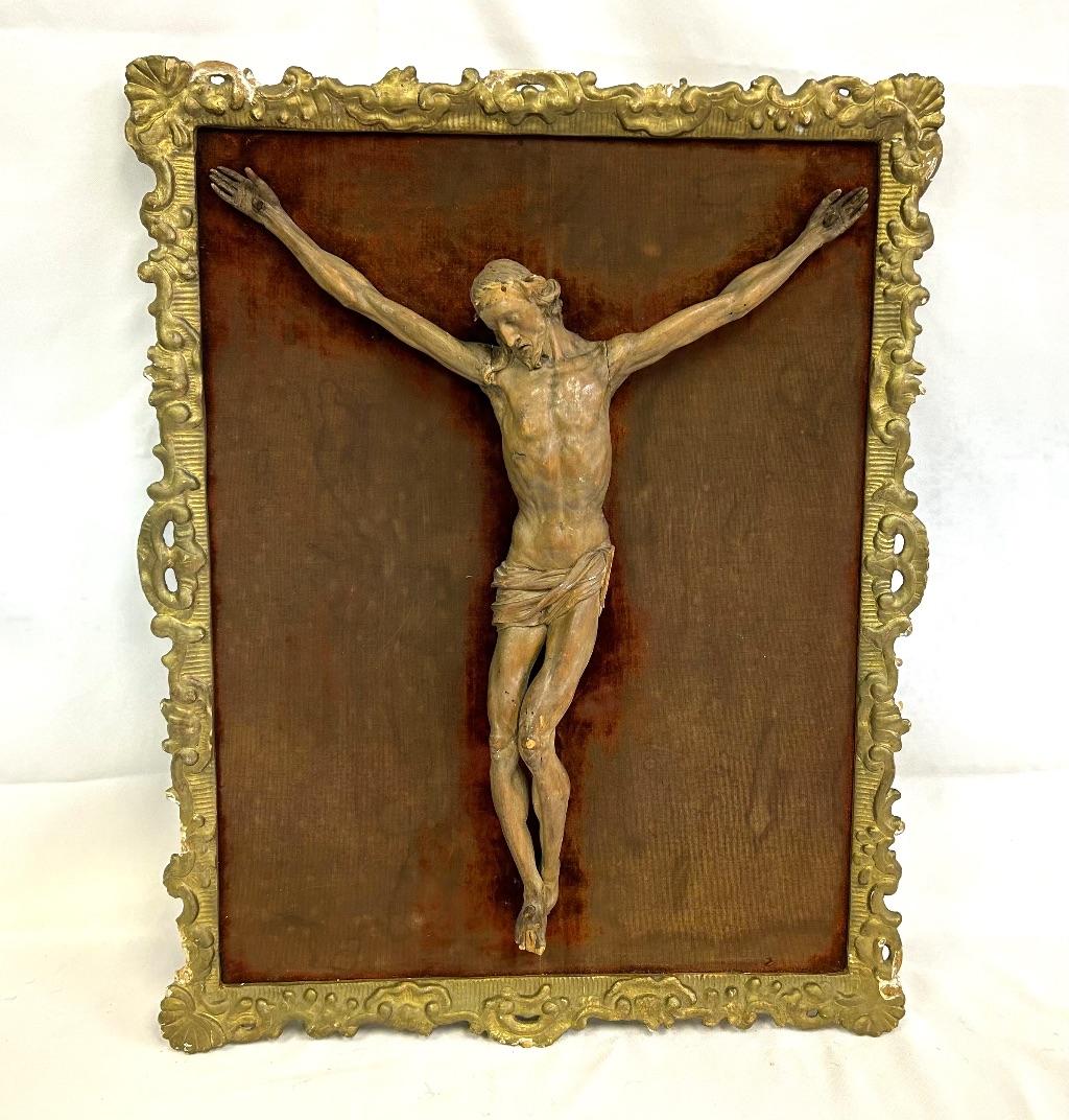 Vintage Framed Wooden Crucifix Donated by Father Ed