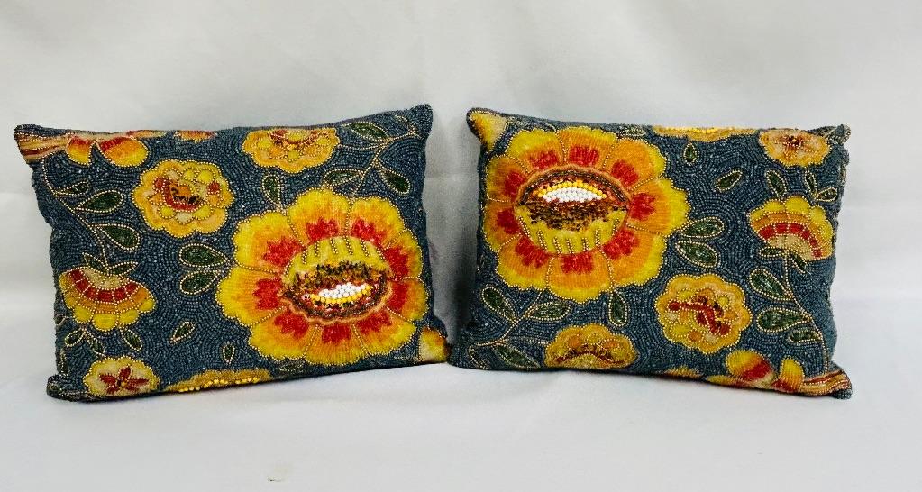MacKenzie-Childs Beaded Decorative Pillows (2)
