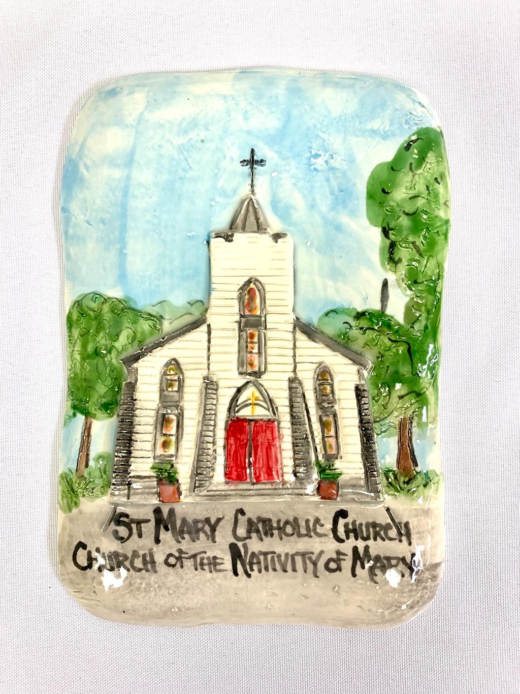 Hand Painted St. Mary's Church Plaque