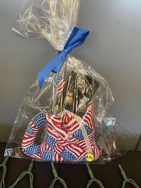 Bronze pierced Cat Earring and Blue Patriotic stuffe...