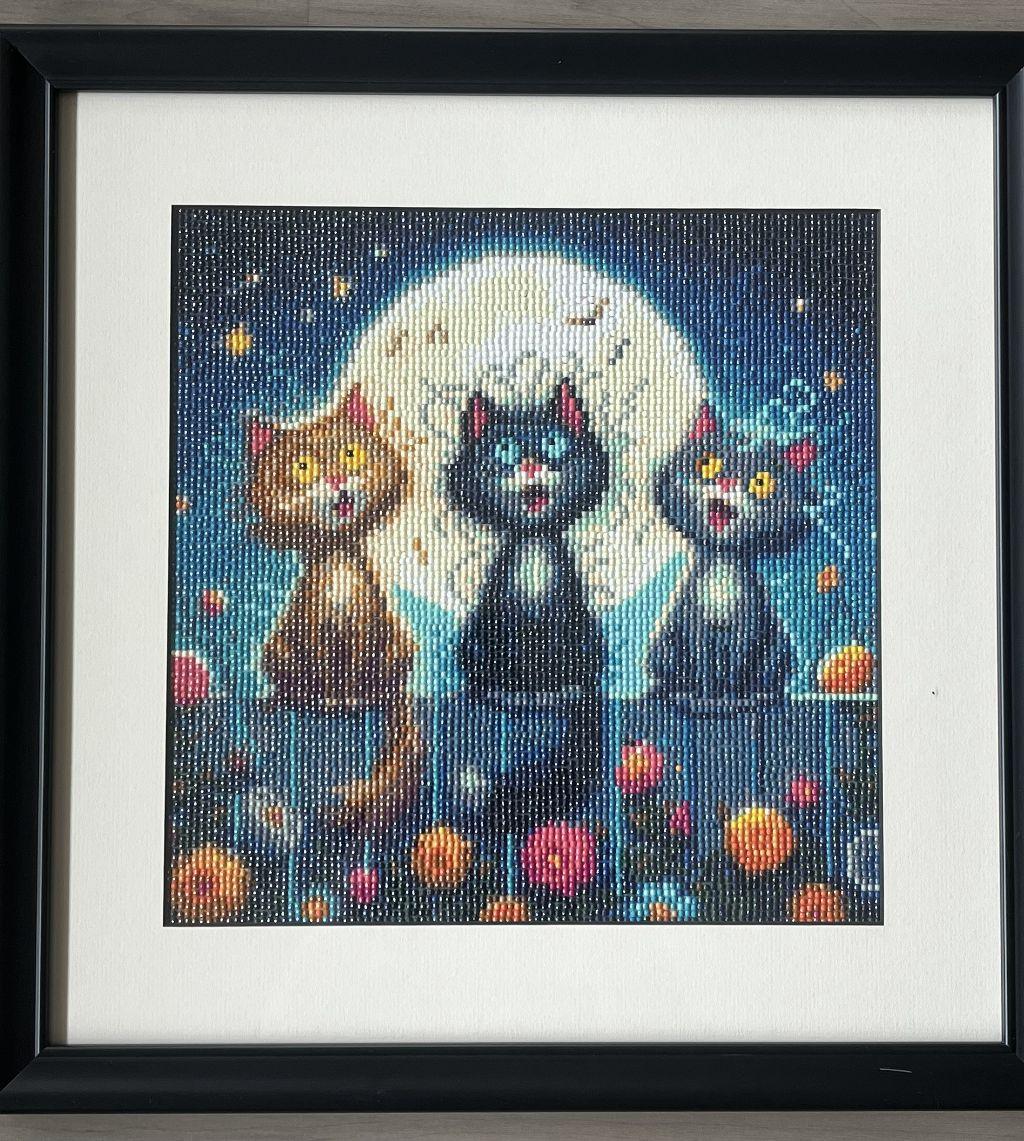 ''Three Under The Moon Kittens'' Diamond Art Paintin...
