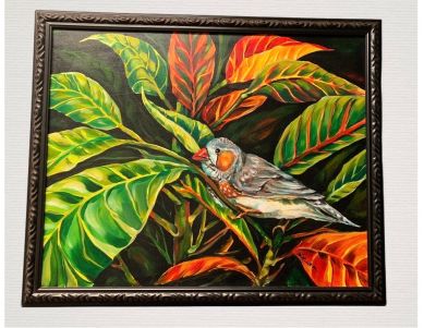 Beautiful Hemingway Zebra Finch Painting